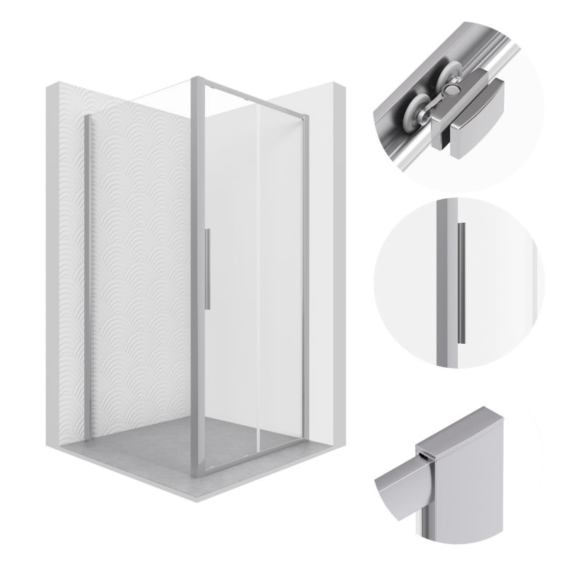 Kabina prysznicowa SEVANTE 100x100 prostokątna przesuwna PYRUS chrom 1 szt.