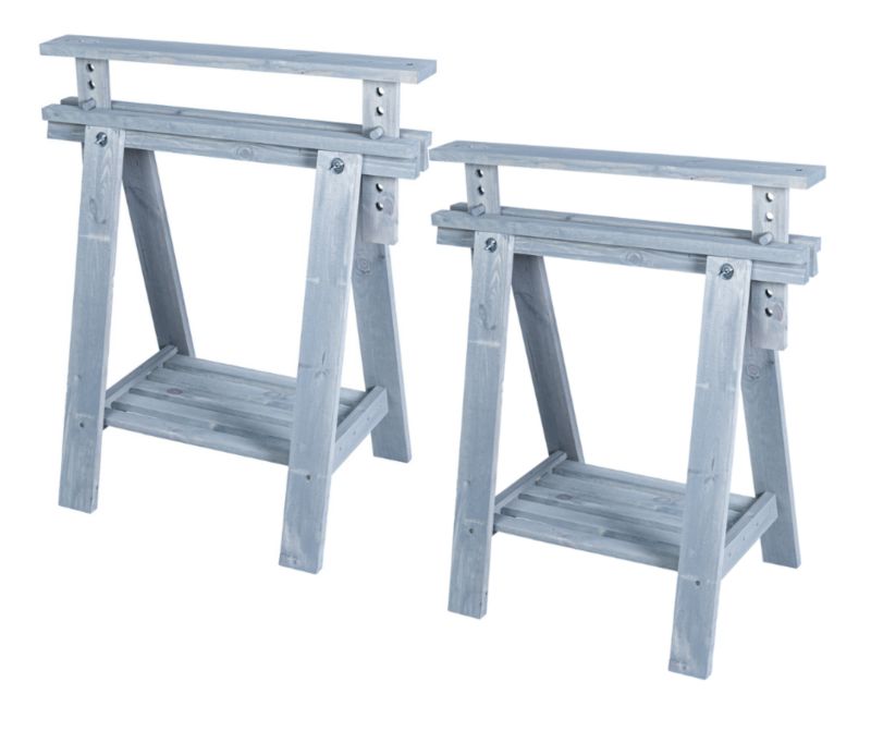 Regulowany koziołek warsztatowy MODO24 drewniany od 72 do 94 cm szary 2 szt.