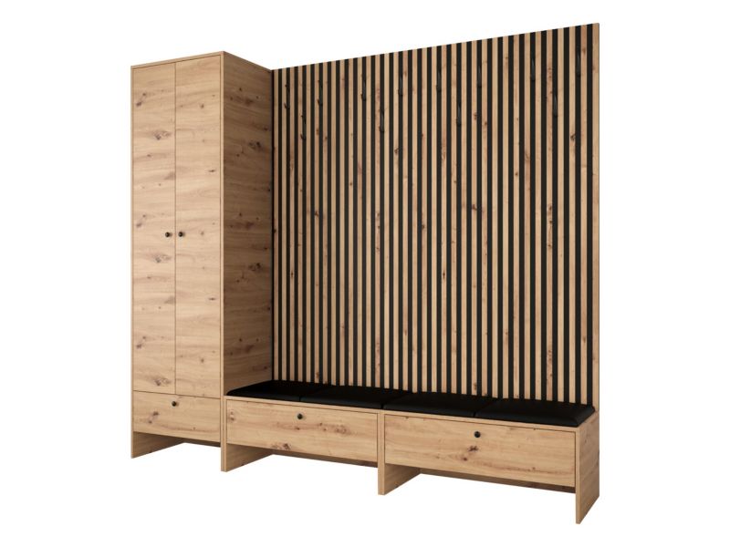 Garderoba MIRJAN 24 Balma VI dąb artisan/czarny/czarna ekoskóra 1 kpl.