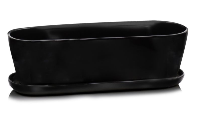 Doniczka z podstawką rynna 40 cm czarna