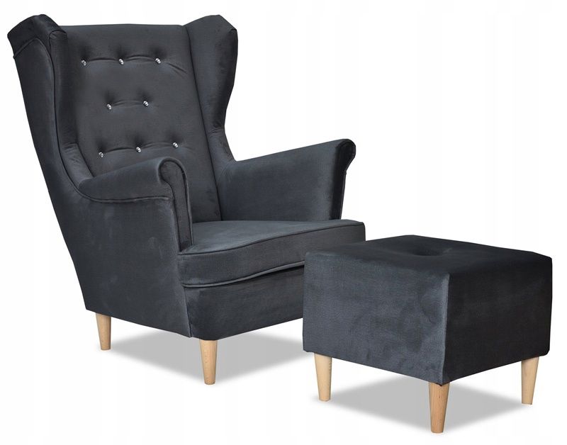 Fotel uszak do salonu z podnóżkiem Family Meble Diana szary 1szt