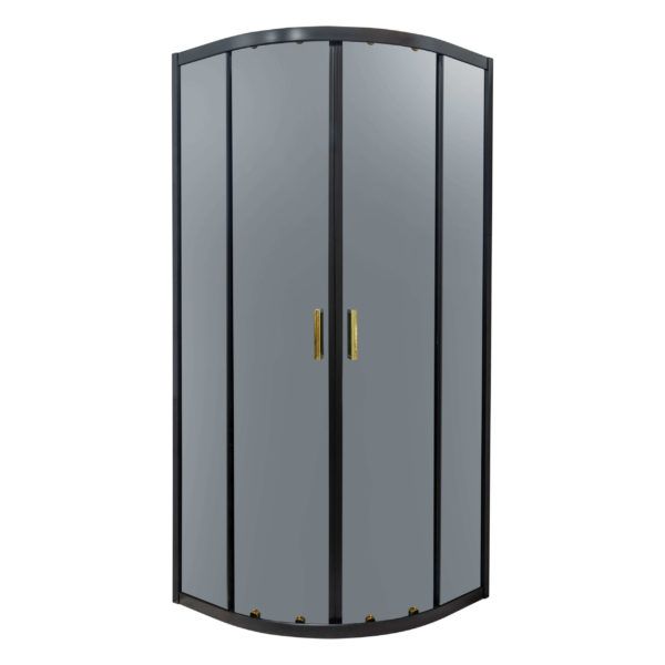 Kabina prysznicowa półokrągła Kerra Tiara 80 cm GOLD grafitowe szkło czarne profile złote dodatki 1 szt.