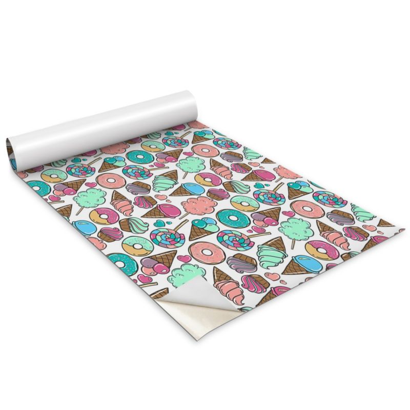 Folia Samoprzylepna Do Mebli Wallfluent 100x50 cm Rysunkowe słodycze Matowa Okleina Dekoracyjna 1 rol.