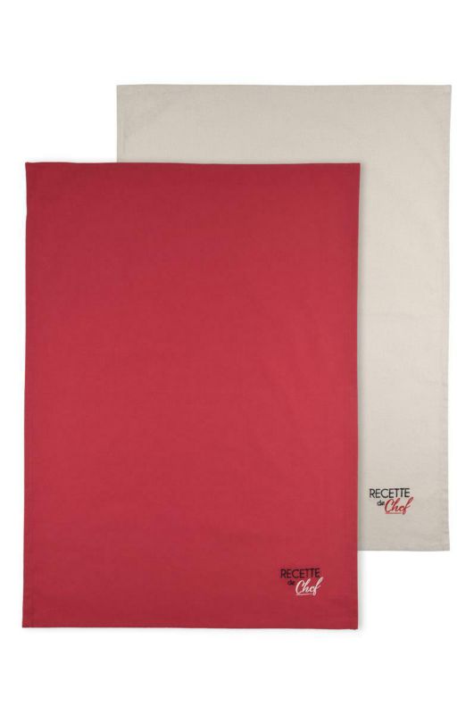 Ścierki kuchenne DUO Stof 50x70 czerwona beż bawełniane 1 kpl.