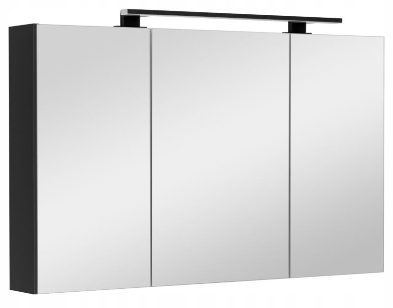 Szafka łazienkowa z lustrem MyFurni, 100 cm, czarna matowa, oświetlenie LED, wisząca, lustrzana, 1 kpl.