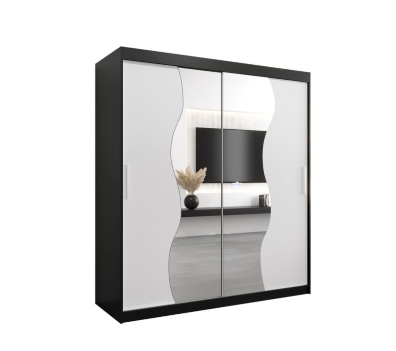 Szafa przesuwna Garderoba Abiks MADRYT 180 czarny mat + biały mat 1 szt.