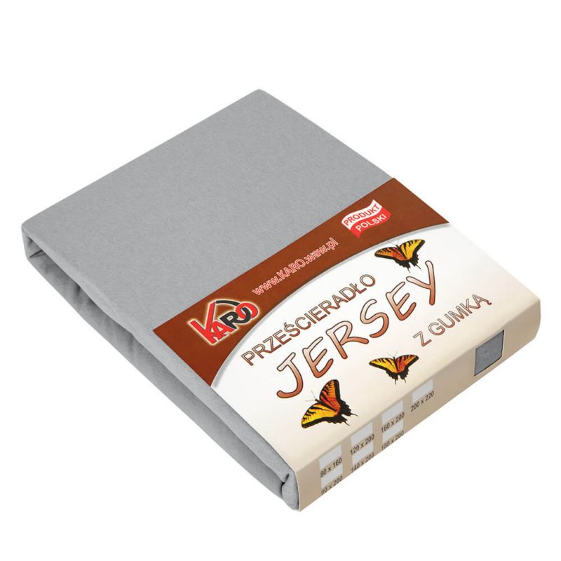 Prześcieradło jersey z gumką KARO 140x200 szare 1 szt.