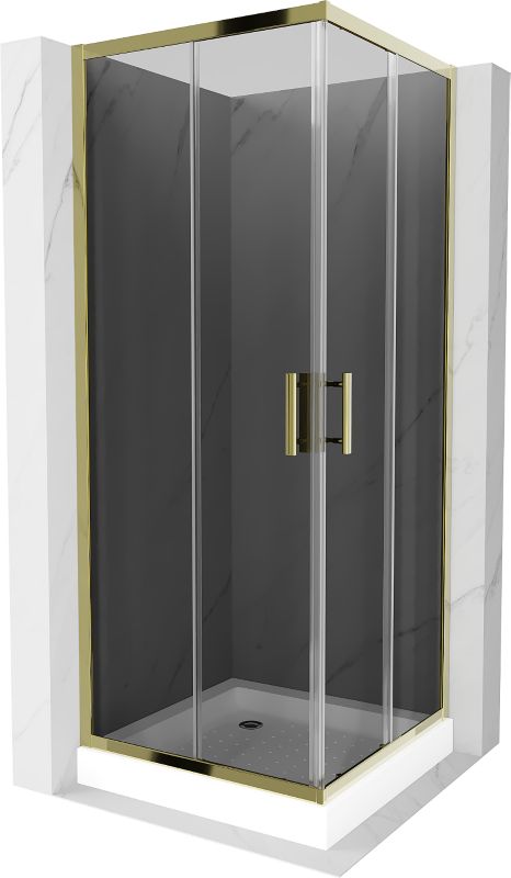 Kabina prysznicowa Mexen Rio kwadratowa 80 x 80 cm grafit złota + brodzik Rio biały
