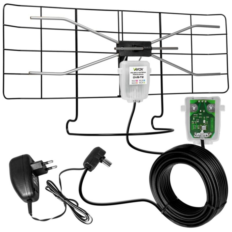 Antena pokojowa Vayox polska aktywna wzmacniacz DVB-T2 1 szt.