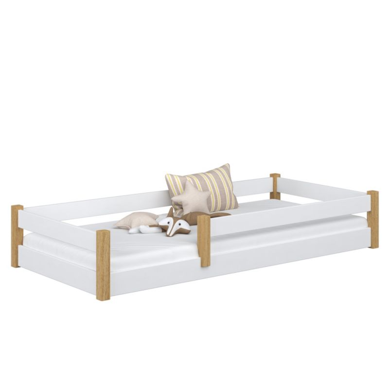 Drewniane łóżko N-WOOD niskie N02 biało dębowy 90x200 1szt.