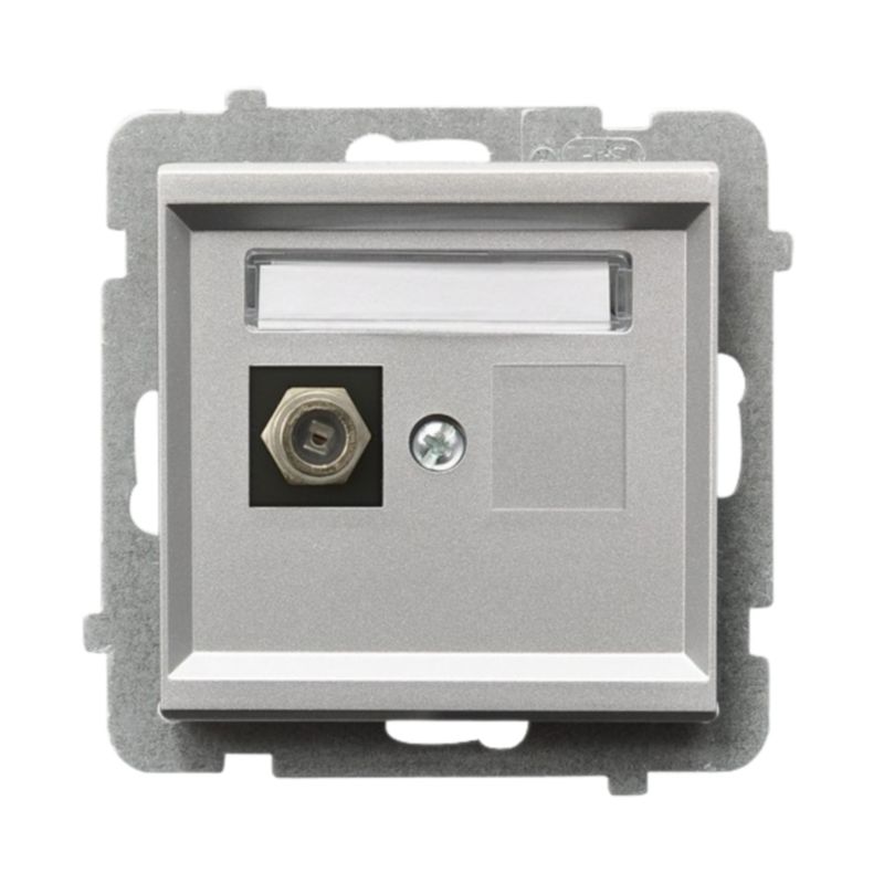 Gniazdo Antenowe Typu F Pojedyncze Ospel Srebro Mat Podtynkowe 1 szt.