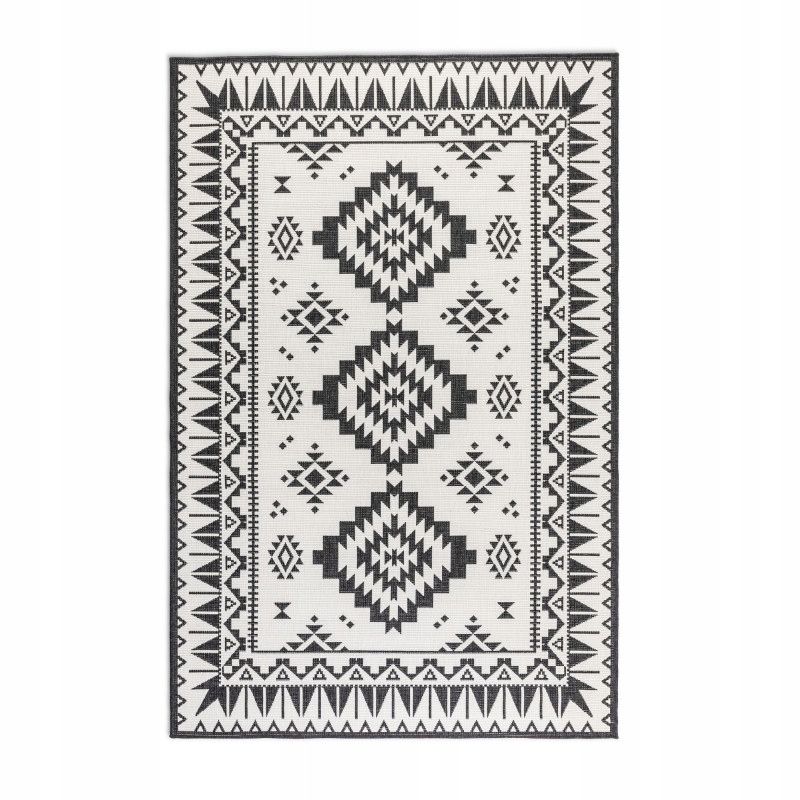 Dywan Elle Decor na taras 120x170cm ,czarno kremowy dwustronny,sznurkowy płasko tkany 1 szt.