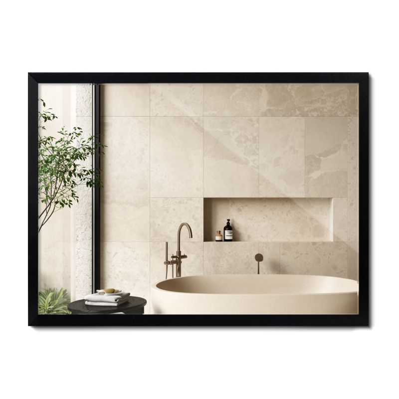 Lustro Prostokątne ArtPrintCave 80 x 60 cm Czarna Rama MDF Nowoczesne Uniwersalne 1 szt.