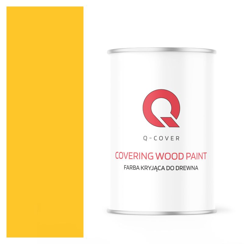 Farba Kryjąca do Drewna Q-Cover Żółty Ostrzegawczy RAL1023 Wysoki Połysk 1L