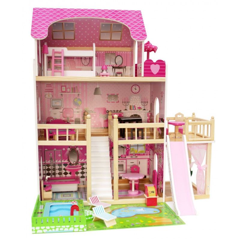 Domek drewniany dla lalki 4iQ Group SONIA z basenem i stawem 1szt.