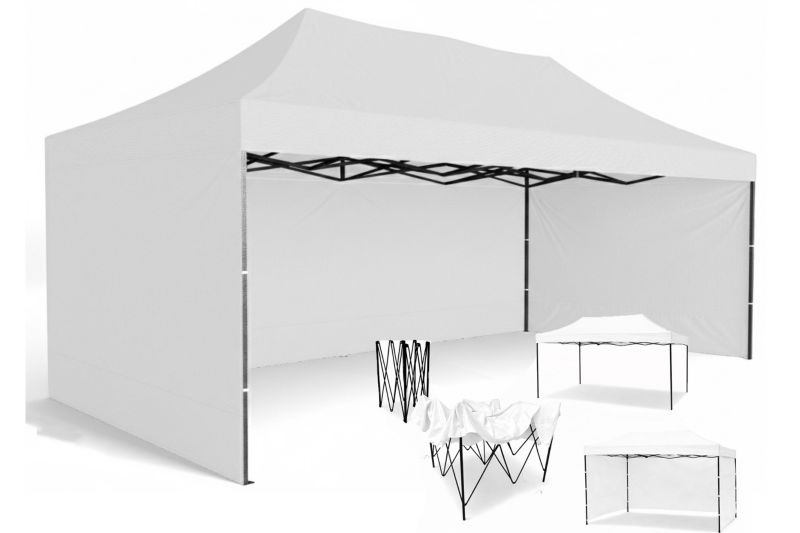 Extra Namiot ogrodowy 3x4,5 Mocne Namioty 44 kg Pawilon Handlowy ekspresowy targowy składany automatyczny imprezowy Biały 1 szt.