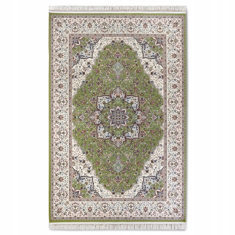 Dywan Villeroy&Boch tradycyjny do salonu 155x235cm,klasyczny kremowo zielony z frędzlami 1 szt.