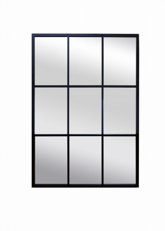 Lustro prostokątne BD art w ramie ze szprosami 70x100 cm do salonu, pokoju, garderoby czarne industrialne 1 szt.