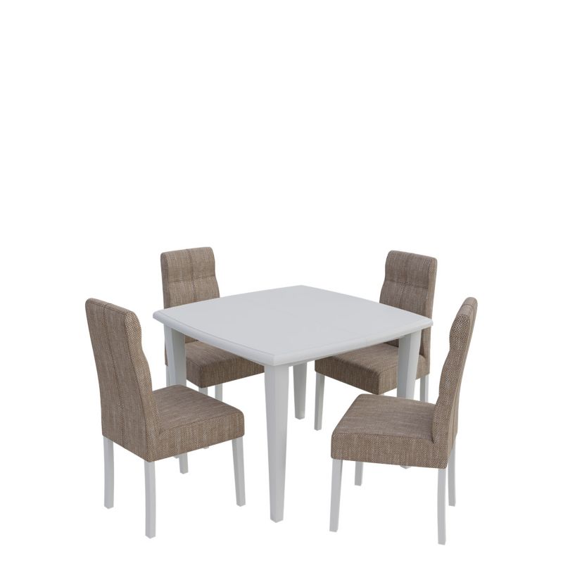 Zestaw RO34 MIRJAN 24 Stół rozkładany S30 100x100/250 + 4 krzesła K63 biały + jasny brąz 1 kpl.