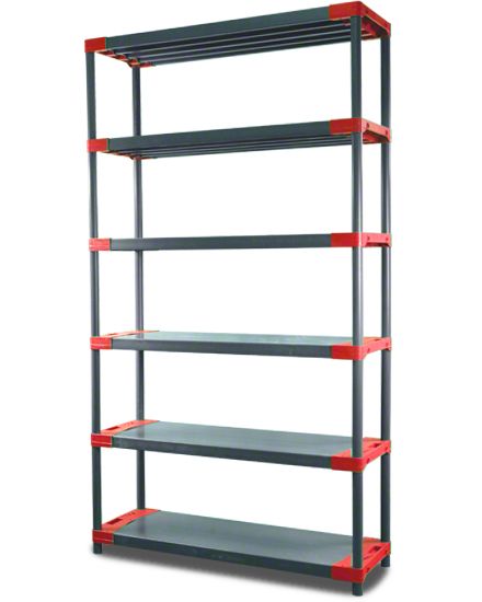 Regał plastikowy MODO24 czerwony wzmocniony do piwnicy 222x130x46 cm modułowy wodoodporny eco 1 szt.