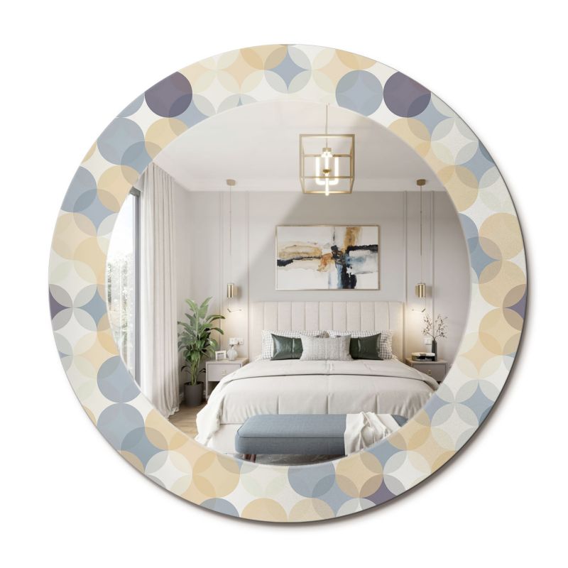 Lustro Dekoracyjne Okrągłe ArtPrintCave 60 cm Geometryczne Koła Elegancka Szklana Rama do Małych Pomieszczeń 1 szt.