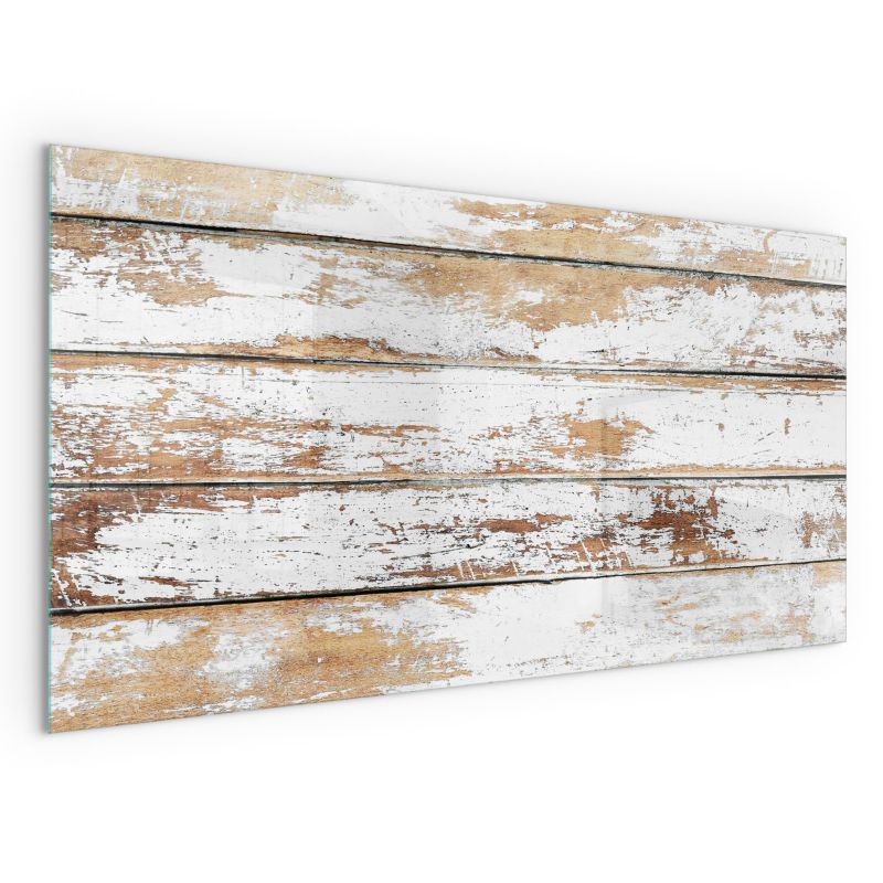 Szyba Ochronna Hartowana Wallfluent 100x50 cm Podkład Szklany pod Kominek Zniszczona drewniana deska 1 szt.