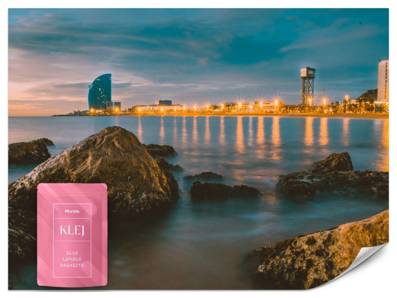 Fototapeta Muralo Wybrzeże Barcelony Nocą Do Sypialni 100x70 cm 1szt.