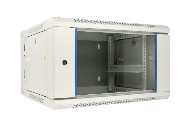 Szafa rack Extralink 6U 600x600 AZH Szara montowana na ścianie, dwusekcyjna