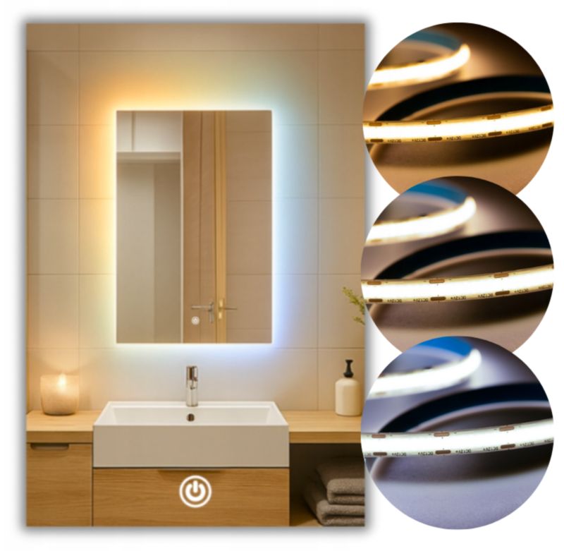 Lustro Led 60x80 COB CCT 608 diod/m - 3 Barwy - Włącznik Dotykowy 1 szt