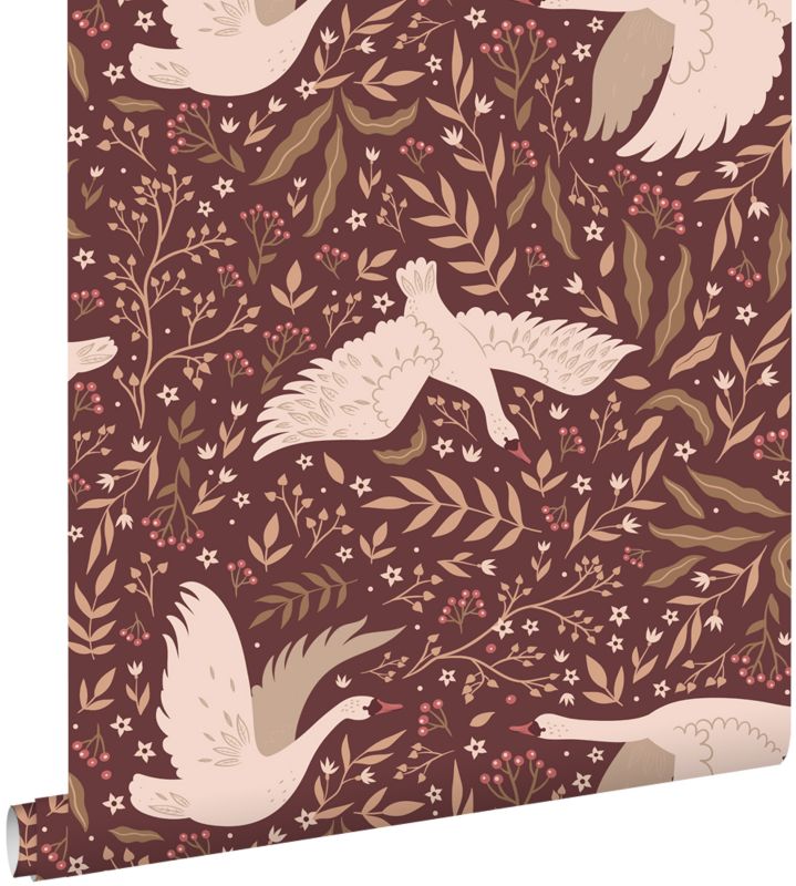 Tapeta ESTAhome łabędzie bordowo-czerwonym 50 x 900 cm - 1 rol.