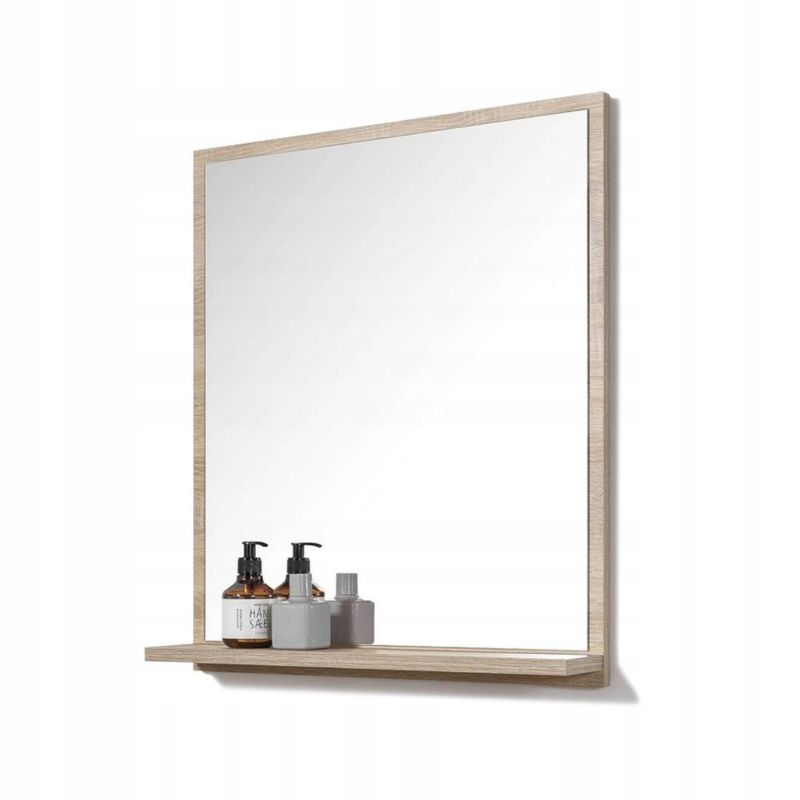 Lustro łazienkowe z półką Better Home, 70 x 60 x 12 cm, Dąb Sonoma, 1 szt.