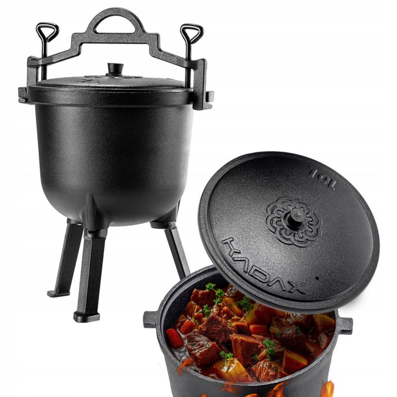 Kociołek KADAX myśliwski Żeliwny 10L Garnek Na Ognisko Grill Do Pieczonek 1szt.