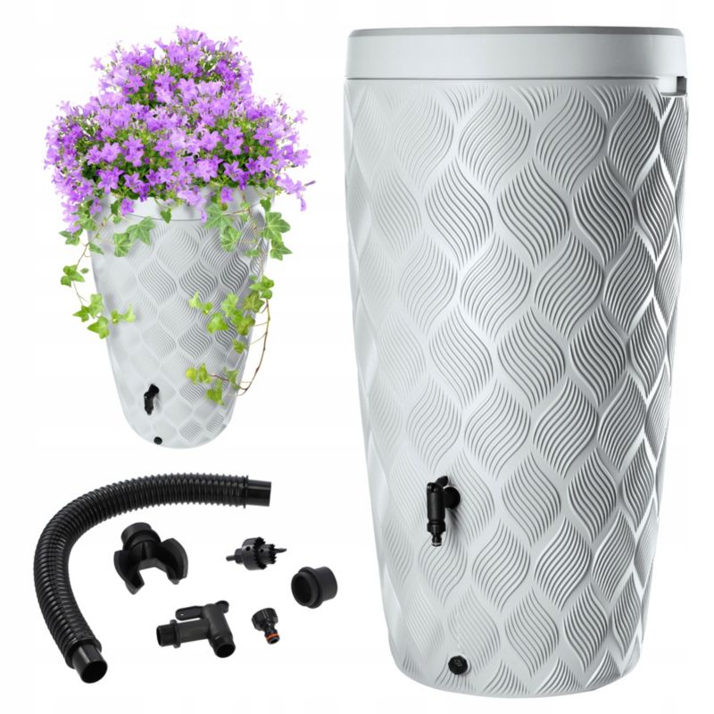 Zbiornik Na Deszczówkę KADAX 240L Wodę Beczka Pojemnik Z Kranem Doniczką Duża 1szt.