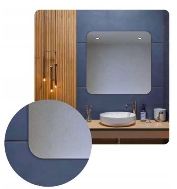 Lustro 100x100 cm Zaokrąglone Rogi Bez Oświetlenia Łazienkowe Bez Ramy