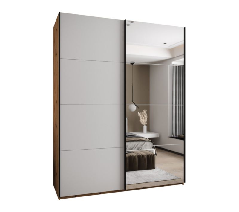 Szafa przesuwna Abiks LUX 3 wysoka szer.200cm artisan/biały/czarny 1szt.