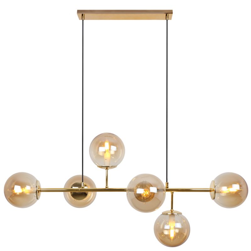 Lampa sufitowa wisząca Light Home LH Siena 6x E14 40W złoty klosz miodowy 1szt.