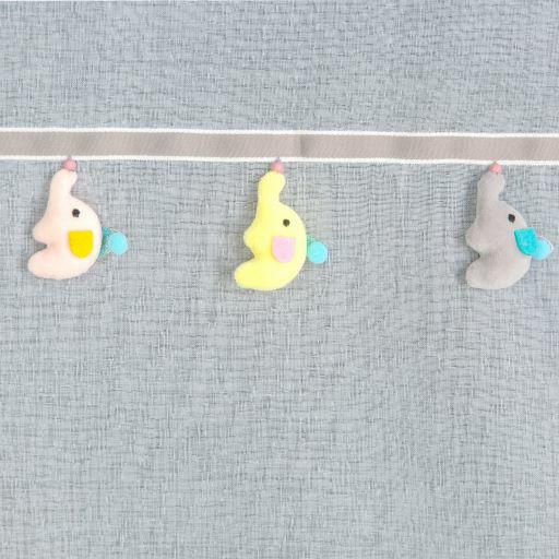 Firana KIDS 1 Eurofirany 140x250 cm biała z etaminy zdobiona trójwymiarowymi słonikami 1 szt.