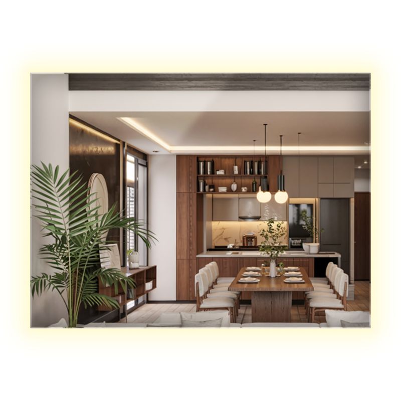 Lustro Prostokątne LED ArtPrintCave 80 x 60 cm Zimne Eleganckie Łazienkowe Gotowe Do Montażu 1 szt.