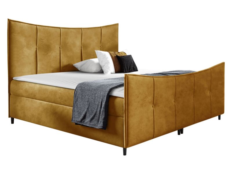 Łóżko kontynentalne MIRJAN 24 Bergamo Lux 140x200 musztardowy 1 szt.