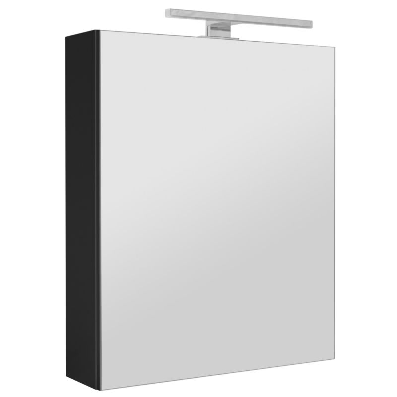 Szafka łazienkowa z lustrem MyFurni, 50 cm, czarna matowa, oświetlenie LED, wisząca, lustrzana, 1 kpl.