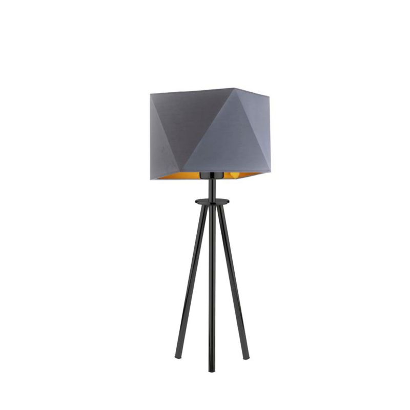 Lampka Nocna Volta Light Factory Deco Abażur Szary ze złotem Diament 1xE27 1szt.