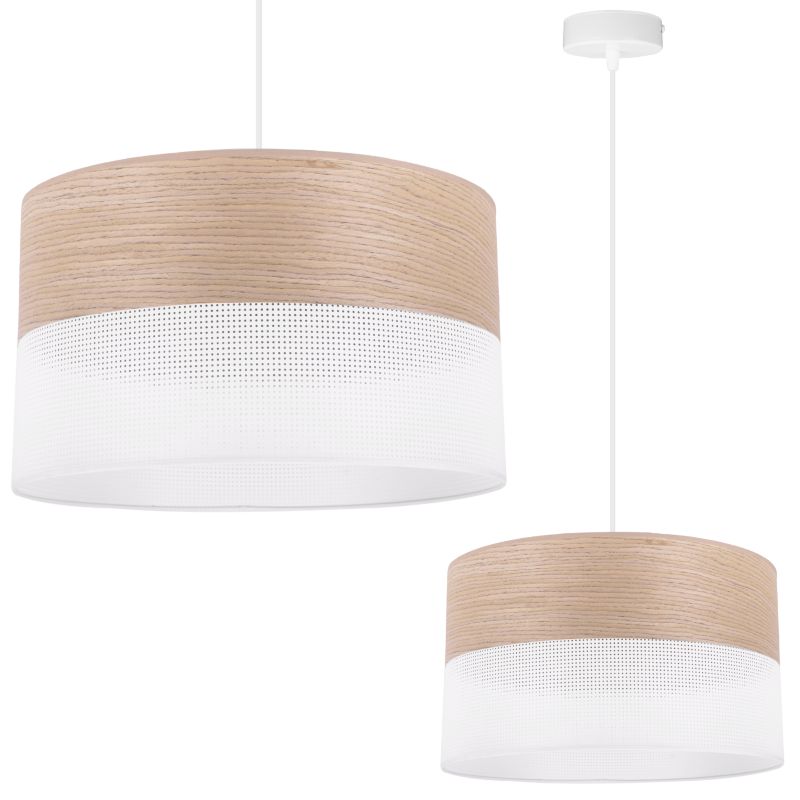 Lampa sufitowa wisząca Light Home LH Wood 1x E27 60W fornir dąb klasyczny/biały klosz 35cm 1szt.