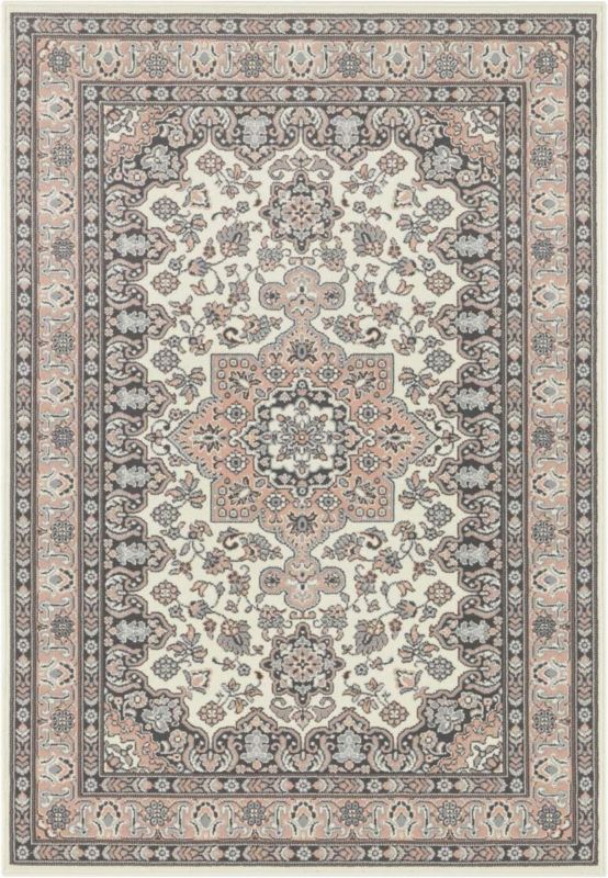 Dywan Nouristan tradycyjny do salonu 200x290cm,klasyczny kremowo różowy miękki włos 1 szt.