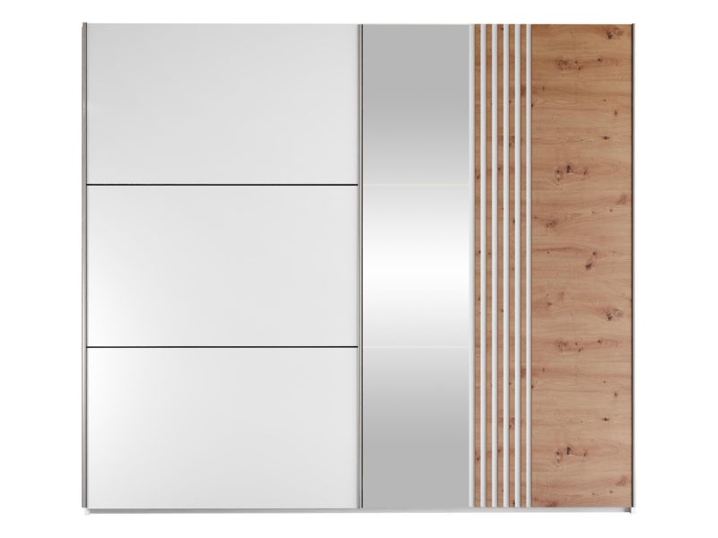 Szafa przesuwna z lustrem MIRJAN 24 Sintra 250 biały + dąb wotan 1 szt.