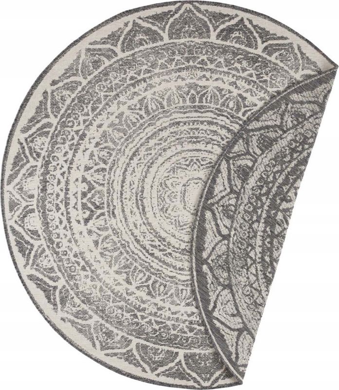 Dywan Northrugs okrągły na taras 200cm, dwustronny, sznurkowy szaro kremowy 1 szt.