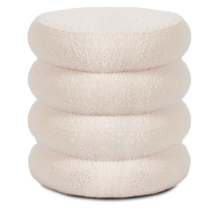 Pufa Mebel Elite ROSSA Siedzisko Do Przedpokoju Toaletki Teddy Puf Kremowa 1 szt