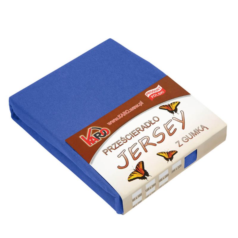 Prześcieradło jersey z gumką KARO 140x200 szafirowe 1szt.