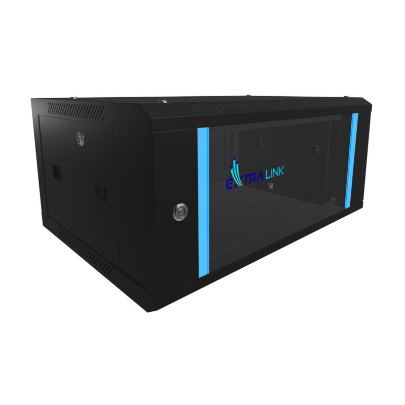 Szafa rack Extralink 4U 600x450 Czarna montowana na ścianie