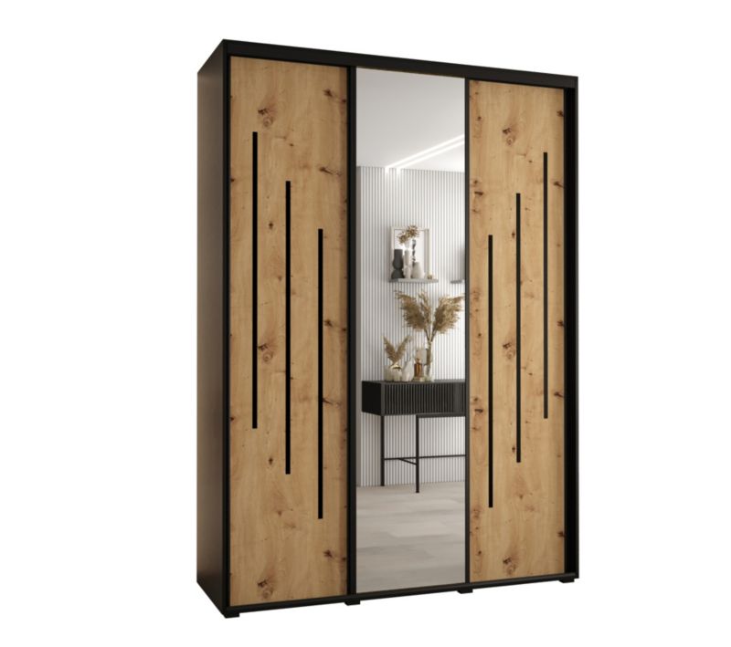 Szafa przesuwna Abiks DAVOS 9 wysoka szer.180cm gł.60cm czarny/artisan/czarny 1szt.