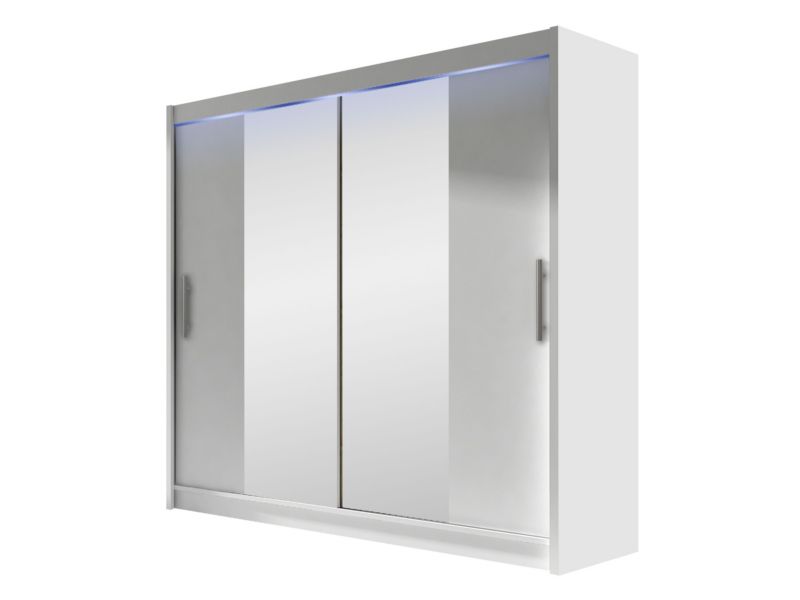 Szafa MIRJAN 24 z drzwiami przesuwnymi London II z oświetleniem RGB biały/lustro 1 szt.